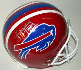 Jim Kelly Autographed Throwback Jim Kelly Buffalo Bills Replica Helmet W/ HOF 02 Inscription