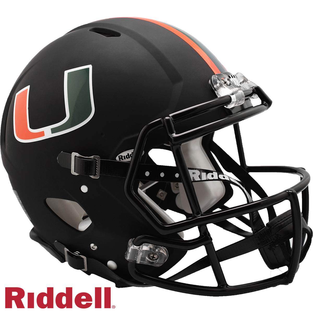 NCAA Miami Hurricanes Riddell 2019 AMP Mini Speed Football Helmet Orange