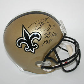 Drew Brees Autographed New Orleans Full Size Replica Helmet w/ #9 & SB XLIV MVP